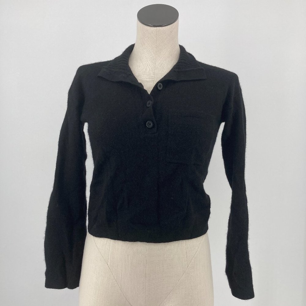 Everlane Womens Cropped Sweater Pullover Cashmere Blend Solid Black Size XS